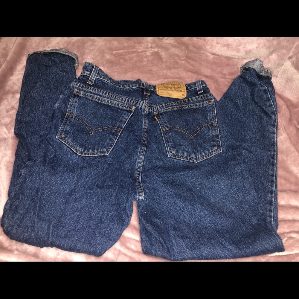 90'S Levi's 10912-4159 Slim Fit Tapered Leg Orange Tab Black Tapered Denim Pants, Women's Size L (W28 equivalent) cotton black type Vintage Second Hand